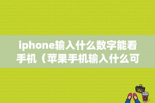 iphone输入什么数字能看手机（苹果手机输入什么可以查看手机）